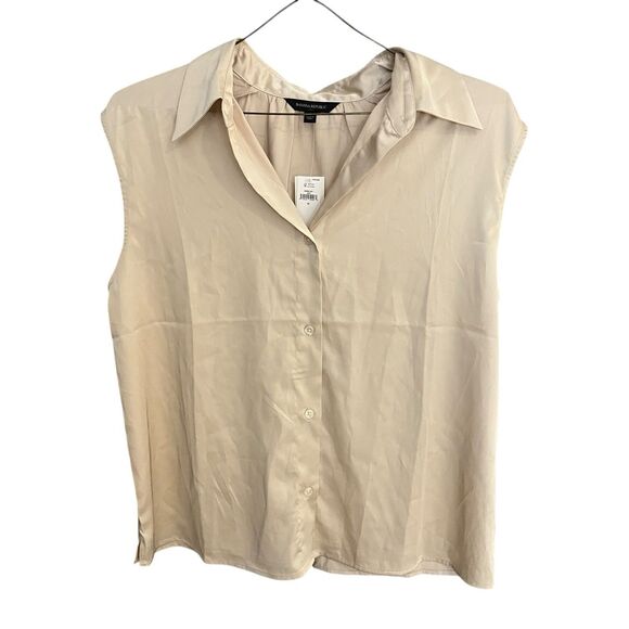 Banana Republic women's M button up sleevles collard shirt NWT - Picture 1 of 7